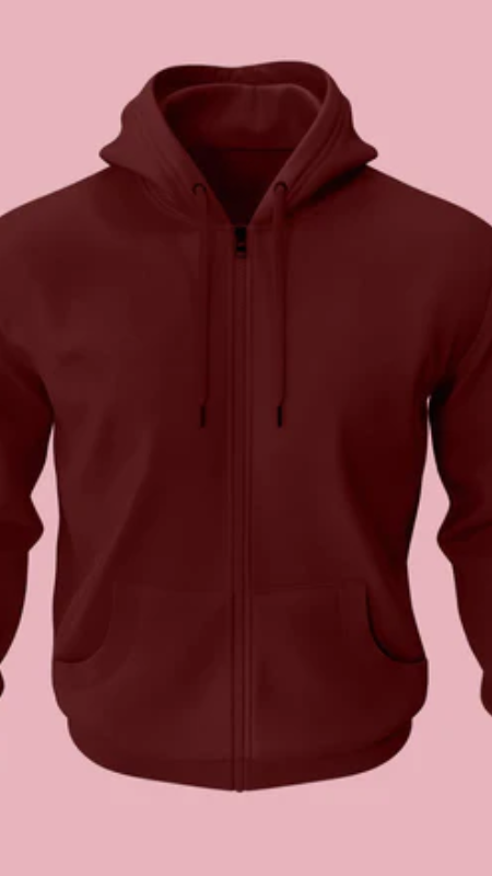 Classic Zipper Hoodie in Maroon