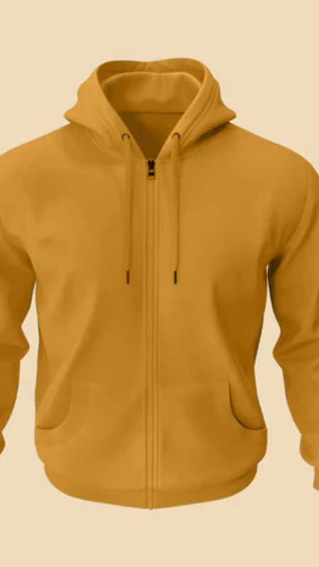 Classic Zipper Hoodie Mustard Yellow