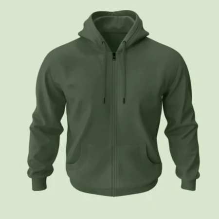 Classic Zipper Hoodie Olive Green