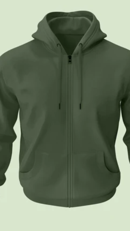 Classic Zipper Hoodie Olive Green