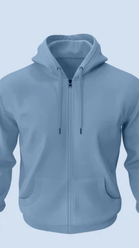 Classic Zipper Hoodie Powder Blue