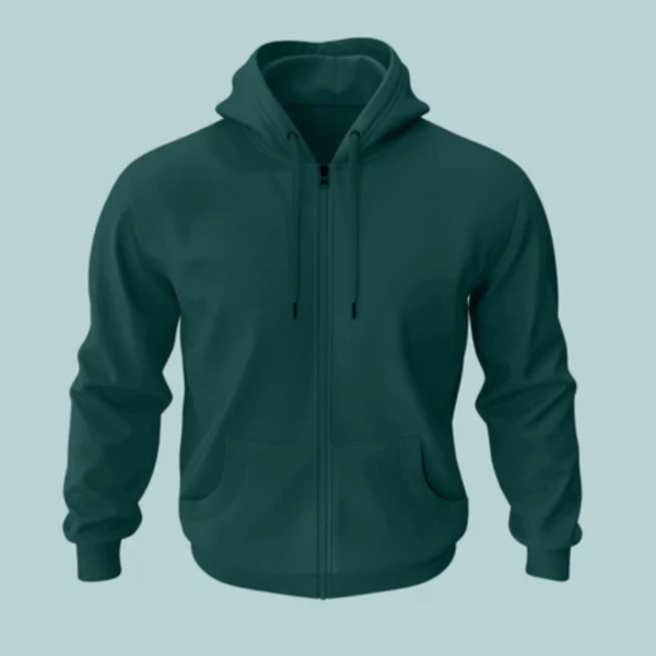 Classic Zipper Hoodie in Verdigris Blue