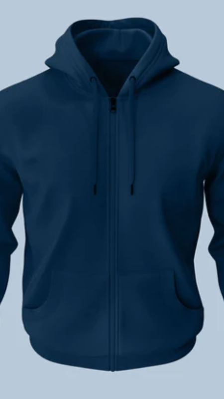 Classic Zipper Hoodie (Navy Blue)