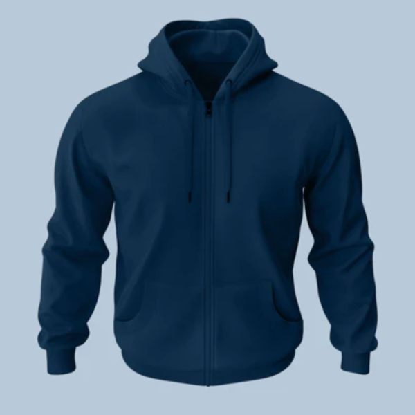 Classic Zipper Hoodie (Navy Blue)