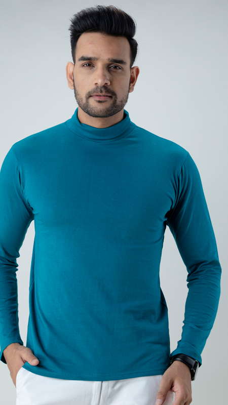 PLAIN-TEAL-BLUE-HIGH-NECK-FULL-SLEEVES-T-SHIRT