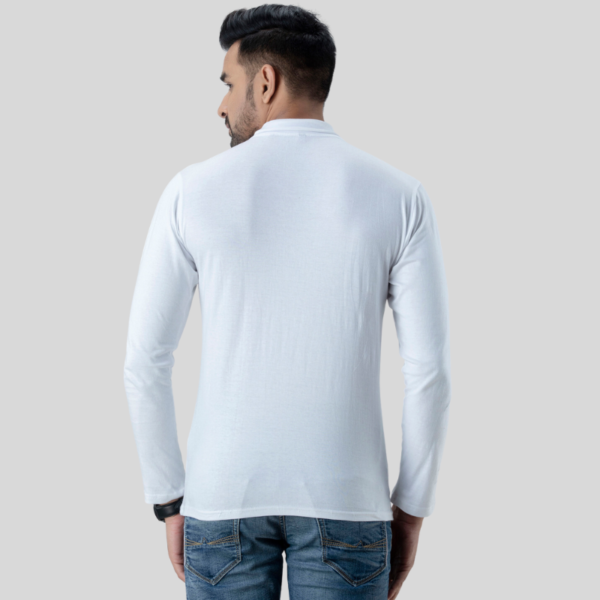 Plain White High Neck Full Sleeves T-Shirt